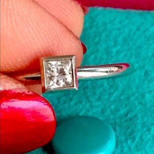 Tiffany & Co Platinum Princess Cut Diamond Engagement Ring - .17ct - Size 6